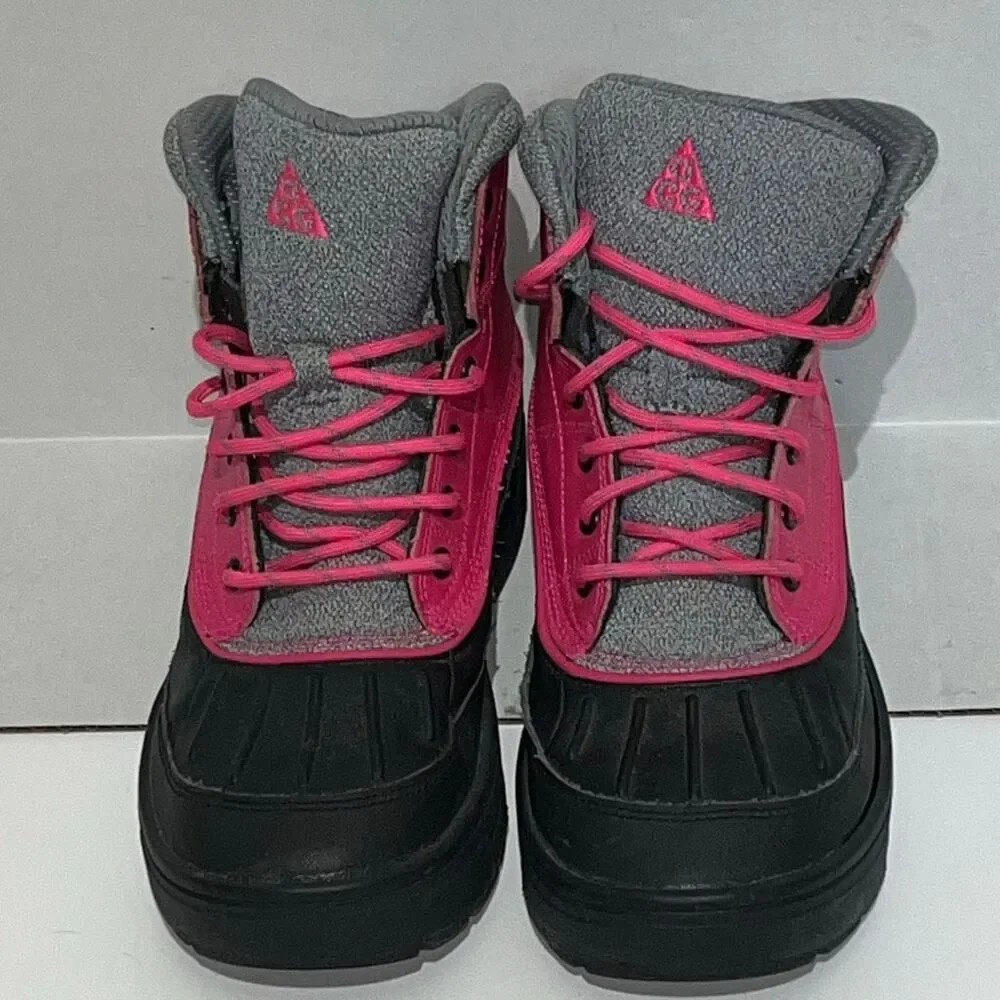 Nike ACG Woodside 2 High Pink Flash Black Youth 5.5Y 524876-600 Duck Boots